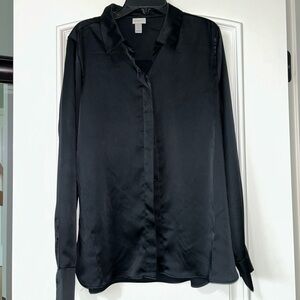 BLACK SILK BUTTON DOWN